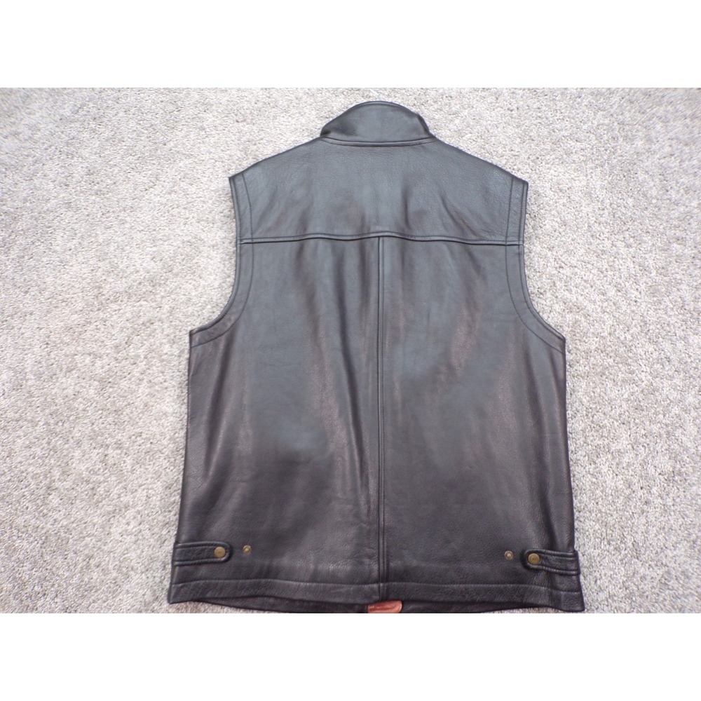 Vintage 90s The Territory Ahead Black Motorcycle Biker Vest Men's Large Lined - Picture 6 of 12
